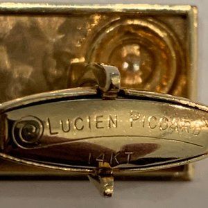 14k yellowGold Red Garnet Full-cutDiamond Cuffinks